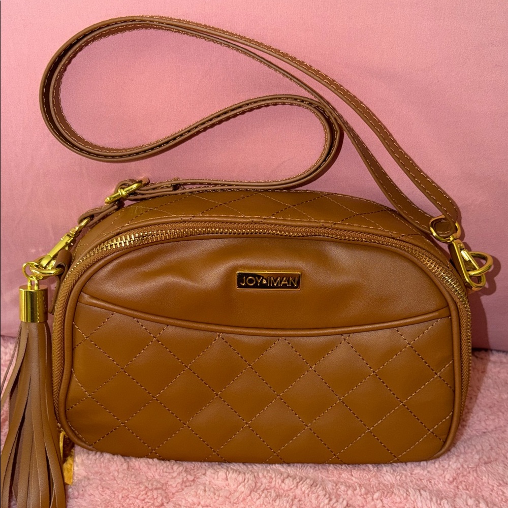 Joy & Iman Brown Quilted Crossbody Bag